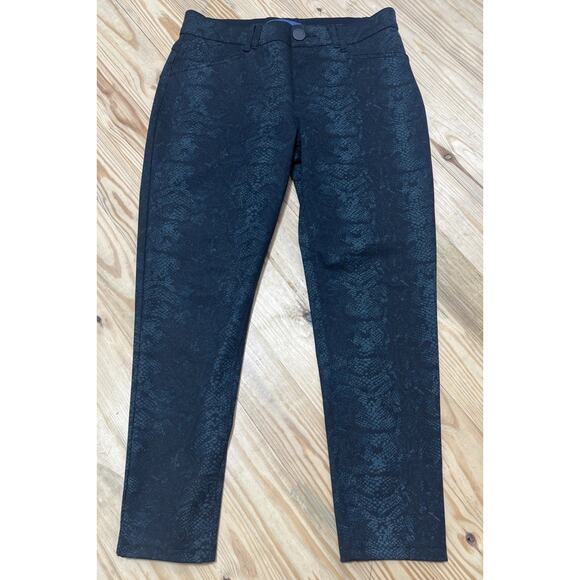 Democracy Absolution Pants Womens Size 8 Black Green Animal Print Mid Rise - Picture 1 of 6